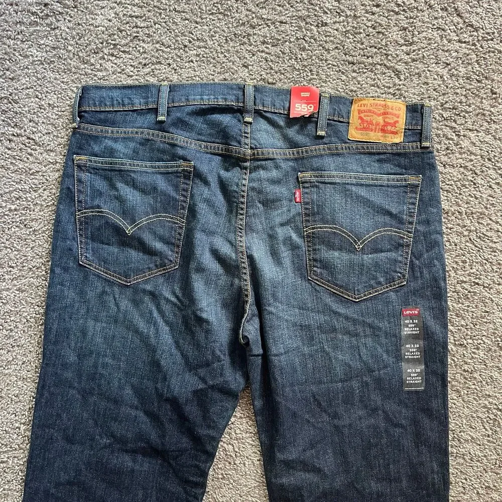 NEW Levi’s 599 Relaxed Straight Jeans Denim Dark Wash Mens 40x32